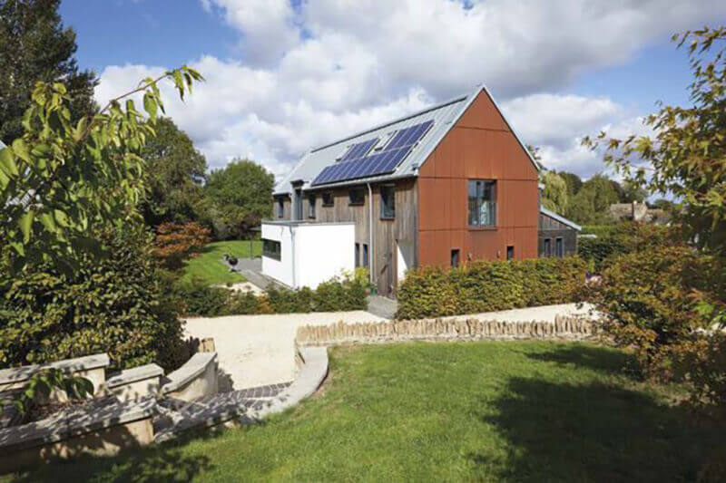 The gable was a one-off mild steel. It will naturally rust over time to become one with the surroundings.