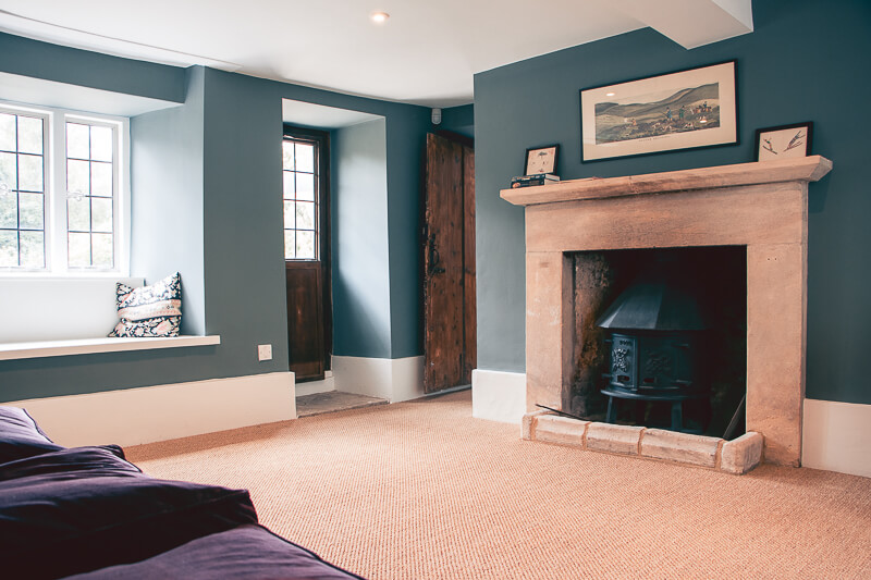 The original log burner was removed and re-furbished. The flue was checked and cleared and the chimney swept and this beautiful period log burner was replaced to take pride of place in this snug. The original doors were treated, cleaned and brought back to life to preserve the old timbers.